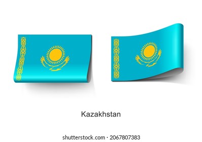 Kazakhstan Flag Clothing Label Tag. Illustration Flag of Kazakhstan Country in Asia. Fabric Label Tag Concept Vector.