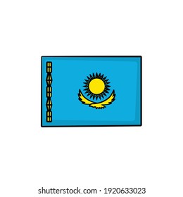Kazakhstan flag in drawing style isolated vector. Hand drawn object illustration for your presentation, teaching materials or others.
