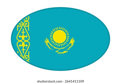 Kazakhstan flag ellipse shaped. vector	
