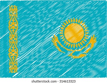 kazakhstan flag embroidered zigzag