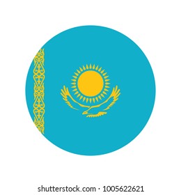 kazakhstan flag Glossy Button - Vector.