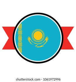 kazakhstan flag in glossy round button of icon. flag logo of kazakhstan emblem isolated on white background, kazakhstan national concept sign, Vector illustration.