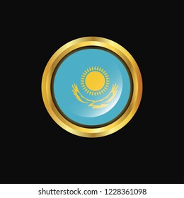 Kazakhstan flag Golden button