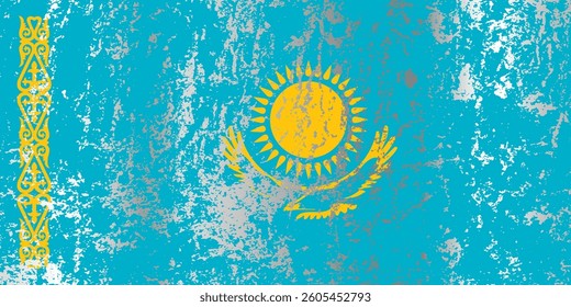 Kazakhstan flag with grunge effect.