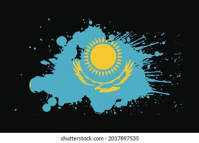 Bandera De Kazajistán Con Un Diseño De Efecto Grunge. Se utilizará para los gráficos de camisetas, la impresión, el afiche y el fondo.