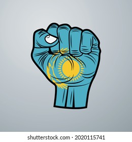 Kazakhstan Flag with Hand Design isolated on white background. Vector illustration