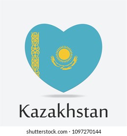 Kazakhstan Flag in Heart Shape