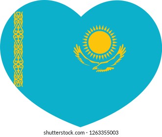 Kazakhstan flag, Heart vector, sticker, eps10