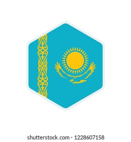 Kazakhstan flag. Kazakhstan hexagon flag.