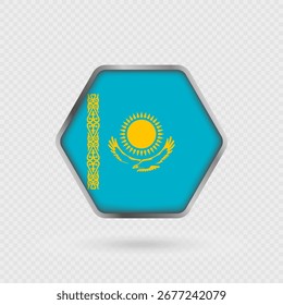 Bandera de Kazajistán en un marco hexagonal.