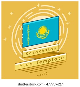 Kazakhstan Flag : Flag Icon With Festive Background : Vector Illustration