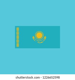 Kazakhstan flag icon in flat design. Independence day or National day holiday concept.
