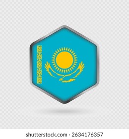 Ícone da bandeira do Cazaquistão em forma de hexágono.
