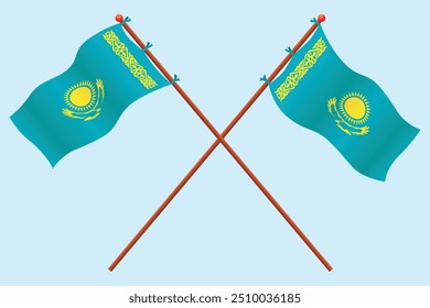 Kazakhstan Flag icon illustration. For education about the country of Kazakhstan and symbols for Kazakhstan's Independence day.