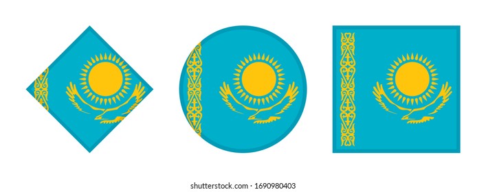 kazakhstan flag icon set, isolated on white background