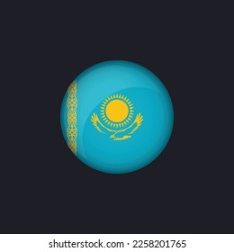 Kazakhstan flag icon,Round Kazakhstan flag icon vector isolated,Kazakhstan flag button.
