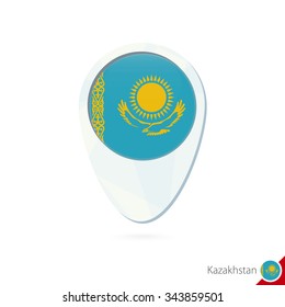 Kazakhstan flag location map pin icon on white background. Vector Illustration.