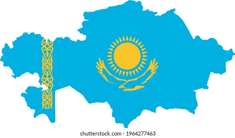 KAZAKHSTAN FLAG AND MAP ICON VECTOR