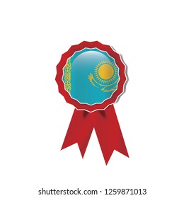 Kazakhstan flag medal vector design.  Realistic 3D red color