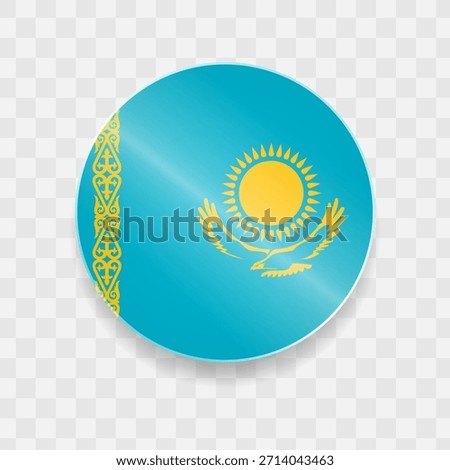 Kazakhstan flag on button shining glass