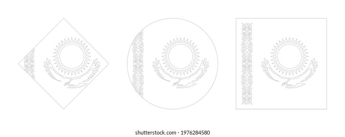 kazakhstan flag outline set, isolated on white background
