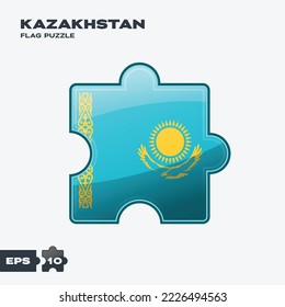 Kazakhstan flag puzzle pieces. vector illustration isolated on a white background