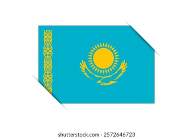 Kazakhstan flag - rectangle colorful flag representing a country cultural identity and heritage. The essence of national pride and unity. Attached by the corners in a paper album