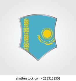 Kazakhstan Flag with Shield Frame. National Flag