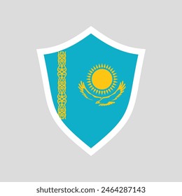 Kazakhstan Flag in Shield Shape Frame