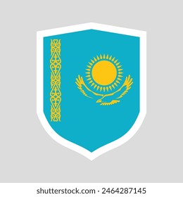Kazakhstan Flag in Shield Shape Frame