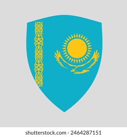 Kazakhstan Flag in Shield Shape Frame