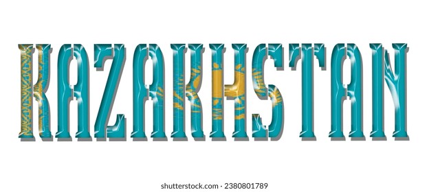 Kazakhstan flag text font, 3D Kazakhstan colorful background, Kazakhstan flag vector illustration