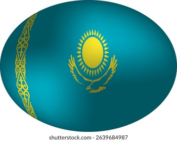 Kazakhstan Flag Vector Art - Golden Eagle Oval Sphere Design