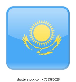 Kazakhstan Flag Vector Square Icon - Illustration