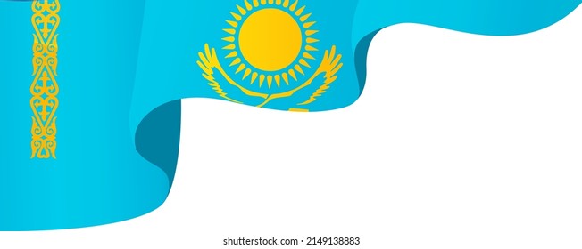 Kazakhstan flag wave  isolated  on png or transparent background,Symbol Kazakhstan. vector illustration