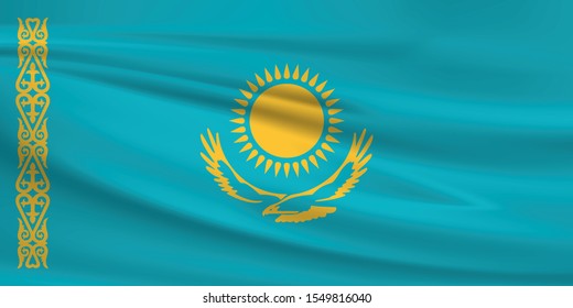 Kazakhstan flag with waving effect