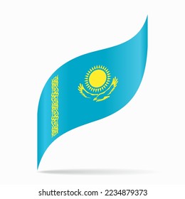 Kazakhstan flag wavy abstract background. Vector illustration.