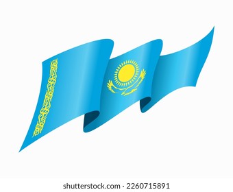 Kazakhstan flag wavy abstract background. Vector illustration.