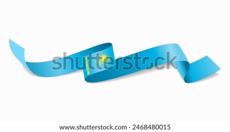 Kazakhstan flag wavy abstract background. Vector illustration.