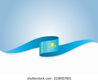 Diseño del fondo ondulado de la bandera de Kazajistán. Ilustración vectorial.
