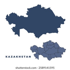 Kazakhstan flat and outline vector map set