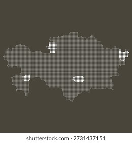 Mapa Pontilhado Cinza e Branco Do Cazaquistão em Marrom para Corredores de Mineração e Energia. Mapa do Cazaquistão pontilhado mapa de estilo.
