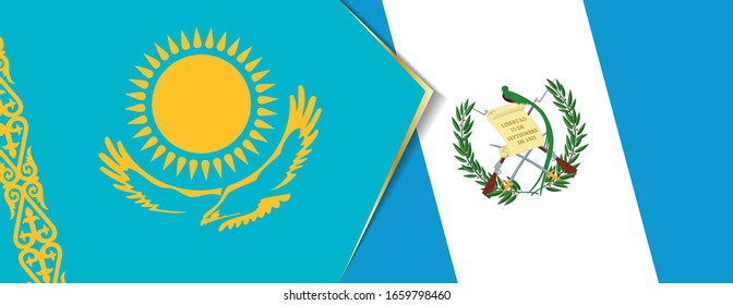 Kazakhstan and Guatemala flags, two vector flags symbol of relationship or confrontation.