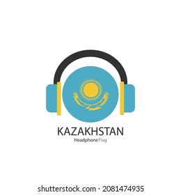 Kazakhstan headphone flag vector on white background. 