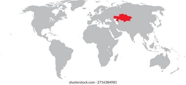 Kazajistán destacado en el diseño del Vector del mapa mundial