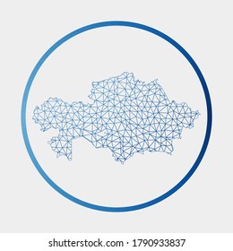 Kazakhstan icon. Network map of the country. Round Kazakhstan sign with gradient ring. Technology, internet, network, telecommunication concept. Vector illustration.