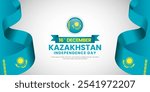 Kazakhstan Independence day Celebration Banner Background with Waving Ribbon Flag