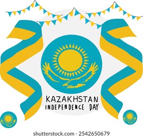 ilustración de diseño de Vector del día de la independencia de Kazajistán. Bueno para el Anuncio, cartel, tarjeta de felicitación, elemento, tarjeta del partido, invitación, Plantilla, publicidad, campaña y redes sociales.
