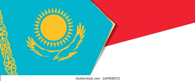 Kazakhstan and Indonesia flags, two vector flags symbol of relationship or confrontation.