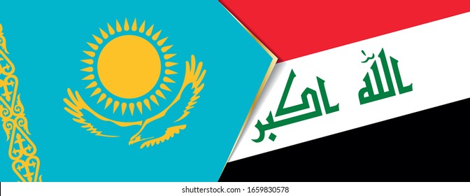 Kasachstan und der Irak Flaggen, zwei Vektorillustrationen Flaggen Symbol für Beziehung oder Konfrontation.